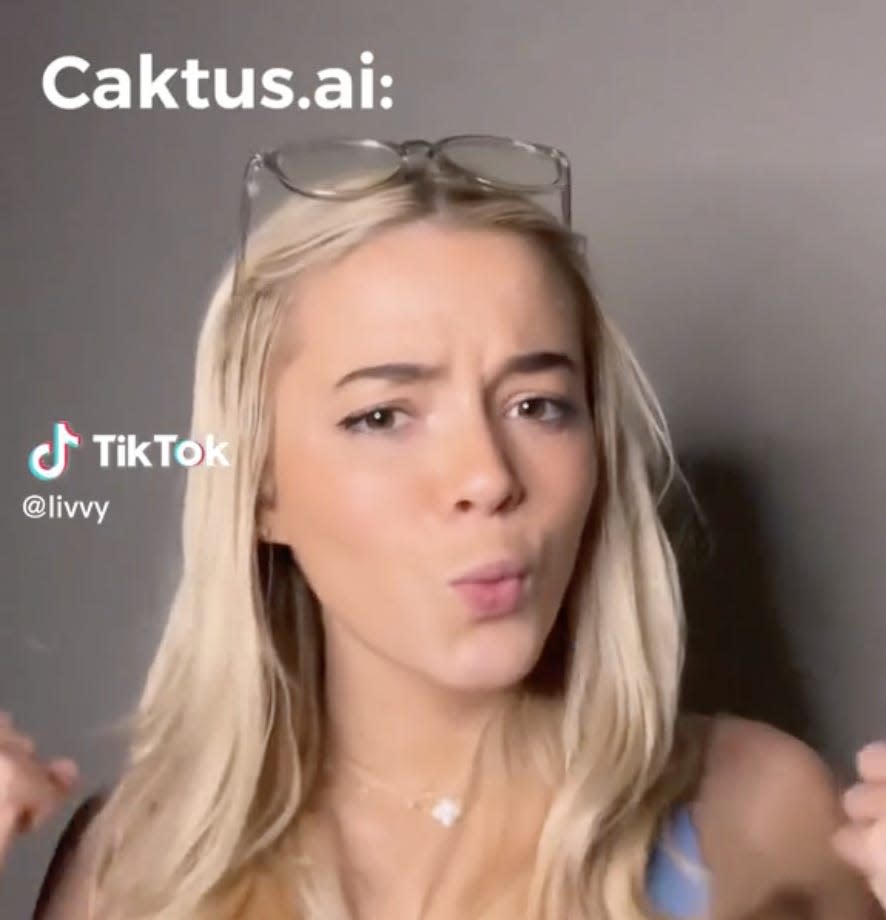 Olivia Dunne in a paid partnership tiktok for Caktus.ai