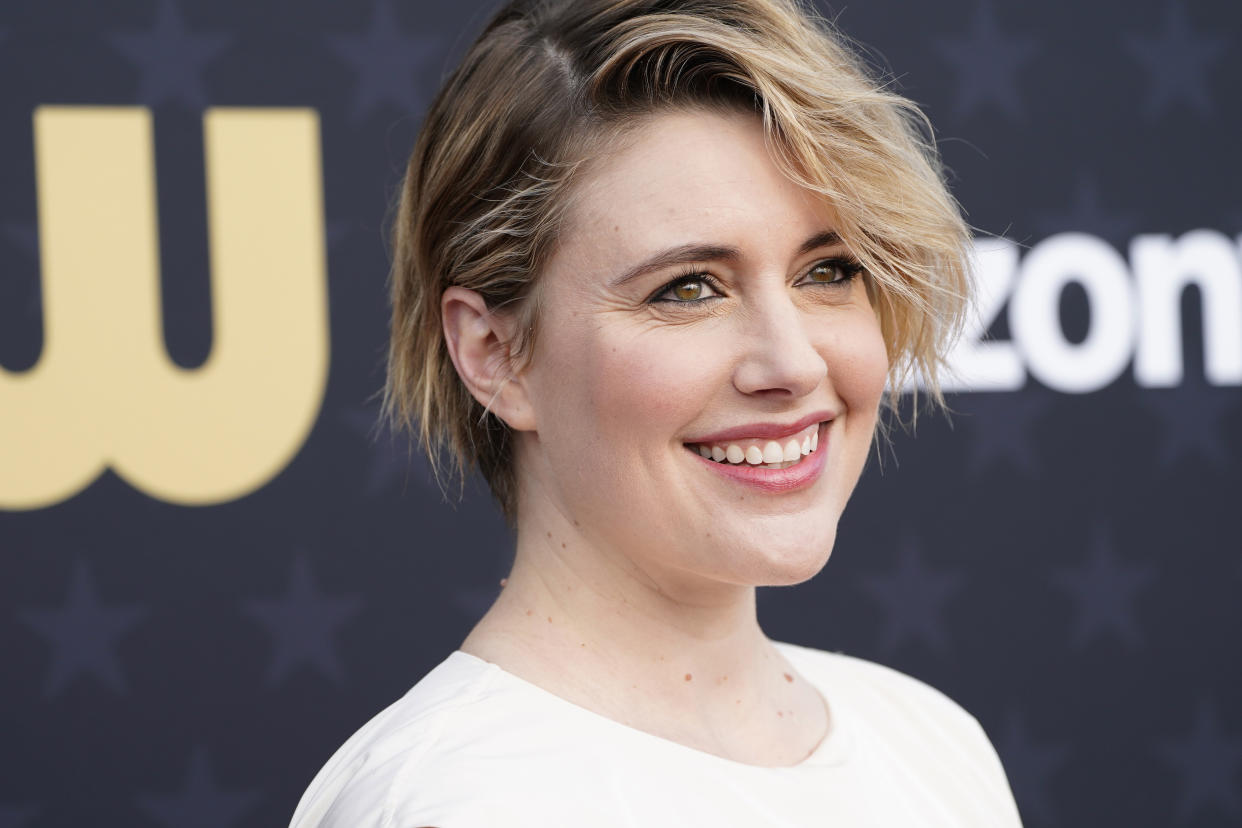 Greta Gerwig arrives at the 29th Critics Choice Awards on Sunday, Jan. 14, 2024, at the Barker Hangar in Santa Monica, Calif. (Photo by Jordan Strauss/Invision/AP)