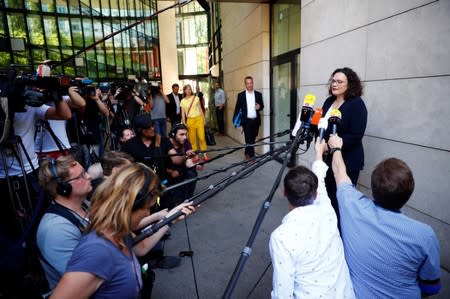 Andrea Nahles, leader of SPD, speaks to the media at the party's headquarters in Berlin