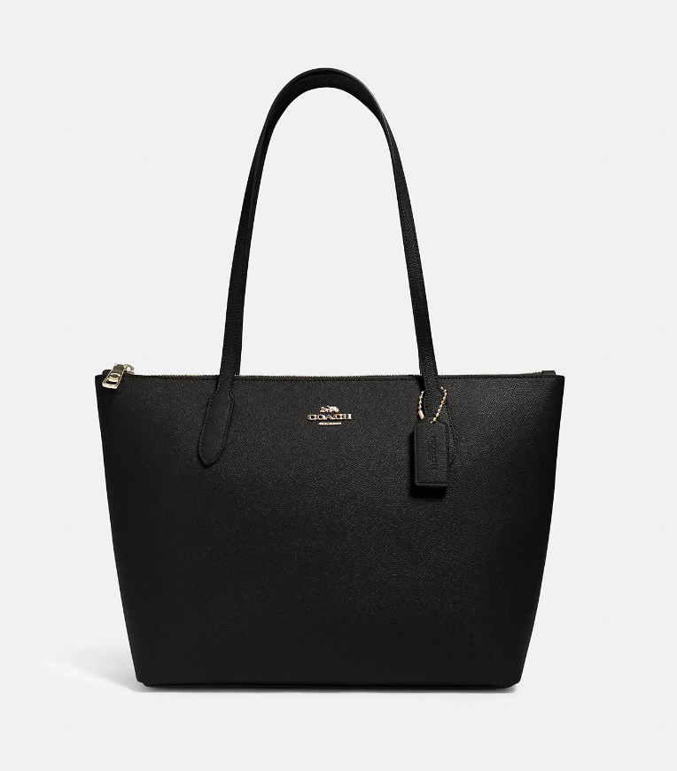 Zip Top Tote in Gold/Black (Photo via Coach Outlet)