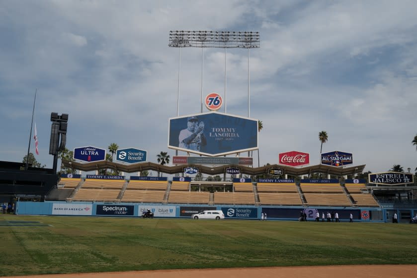 A celebration of life ceremony for the late Dodger manger Tommy Lasorda was held at Dodger Stadium.