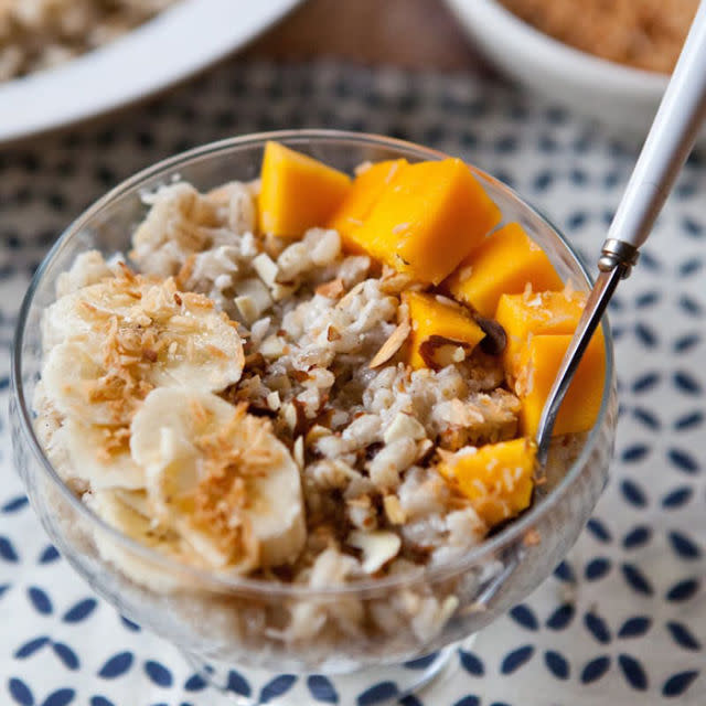 Breakfast Barley Bowl With Mango, Coconut, and Banana