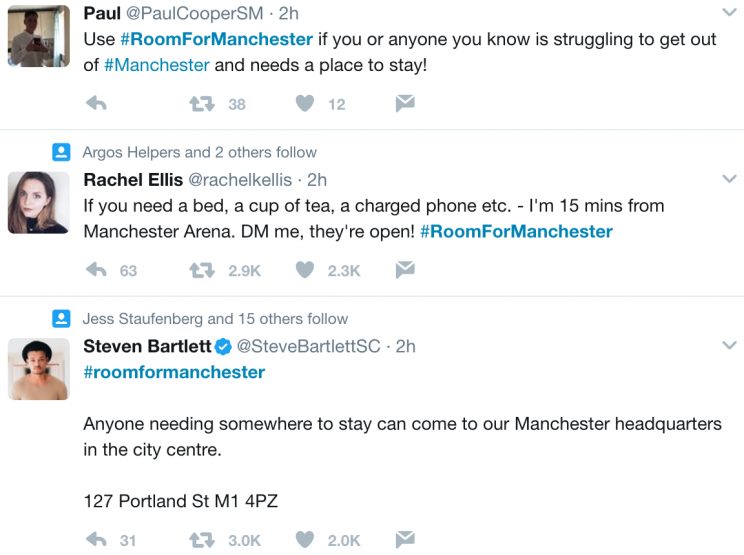 Mancunians have been offering rooms for those affected by the attack 