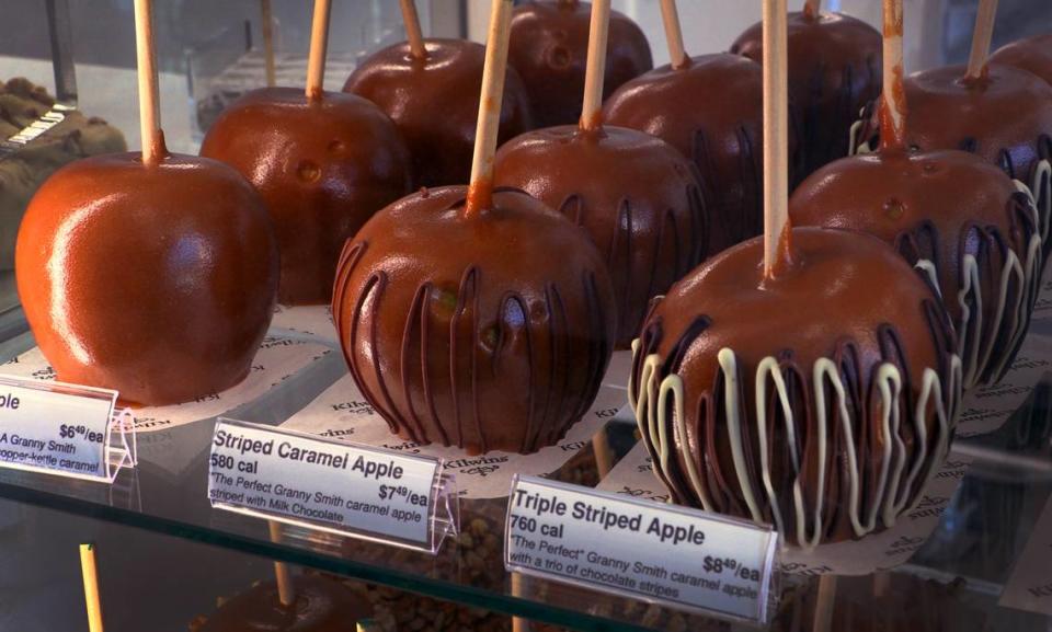 Kilwins sells a variety of caramel apples. Kilwins has opened a second location in Columbus at the Midland Commons development. 03/12/2024