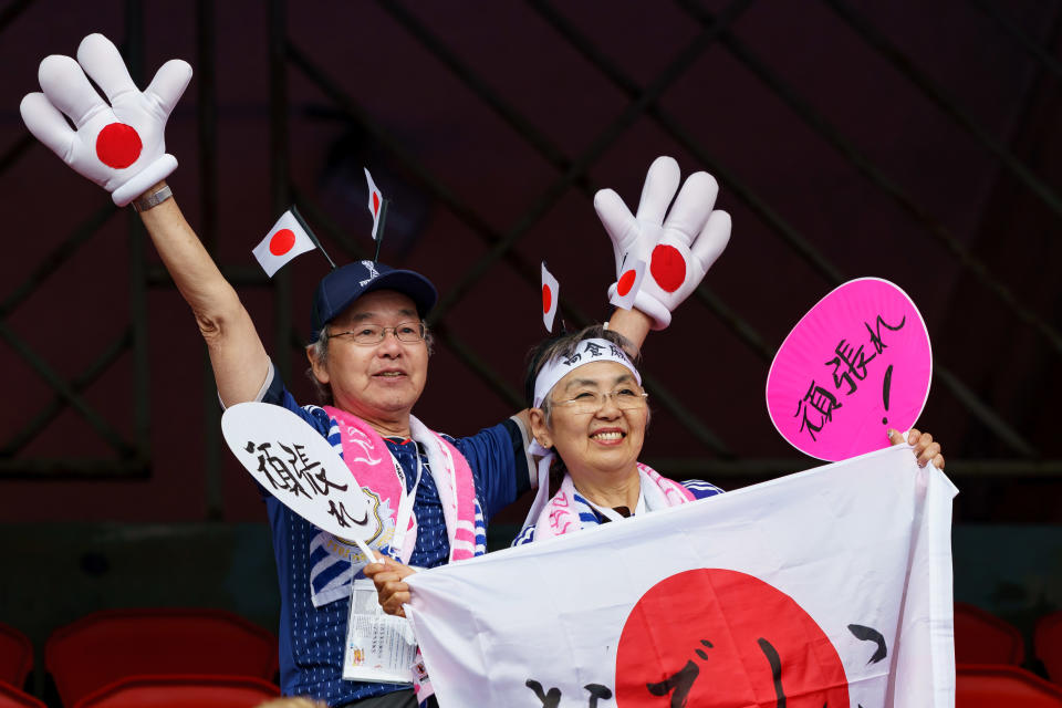 Fans of Japan show their support prior to the 2019 FIFA Women's World Cup France group D match between Argentina and Japan at Parc des Princes on June 10, 2019 in Paris, France. (Photo by TF-Images/Getty Images)