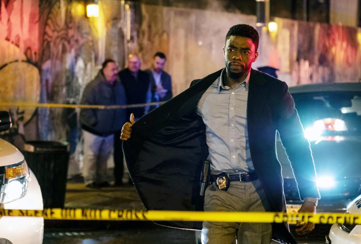 Chadwick Boseman plays Andre Davis in the new police thriller '21 Bridges' (Photo: Matt Kennedy/STXfilms/courtesy Everett Collection)