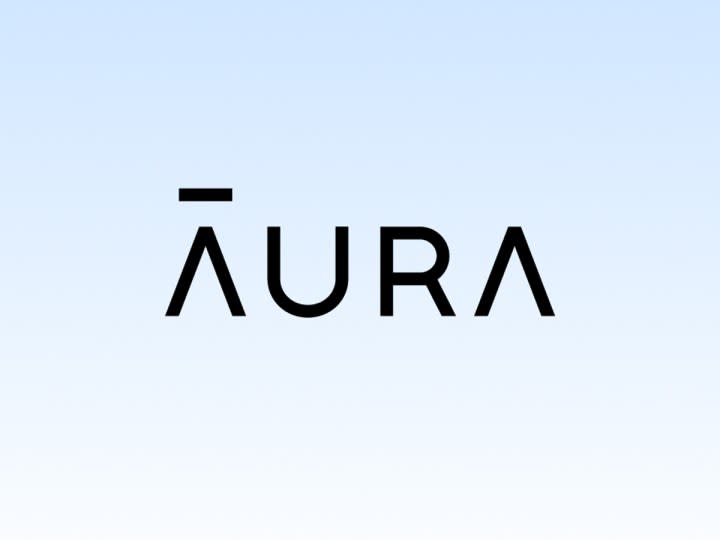 The Aura logo against a light blue and white gradient background.