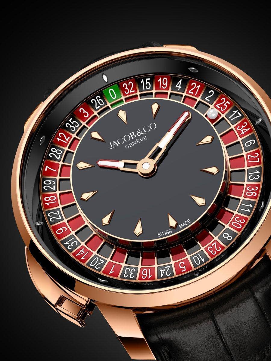 JACOB & CO Casino Tourbillon輪盤陀飛輪腕錶，擁有貨真價實的輪盤遊戲結構。