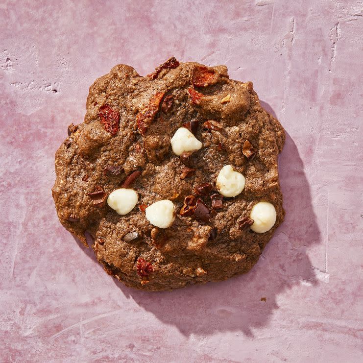 triple chocolate and strawberry protein cookies