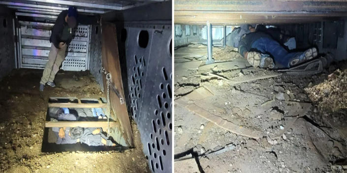 Arizona border agents found nine migrants traveling concealed in a cattle trailer, on the mezzanine of the trailer, lying on cardboard and dirt. on Oct. 5, 2022. (U.S. Border Patrol file)