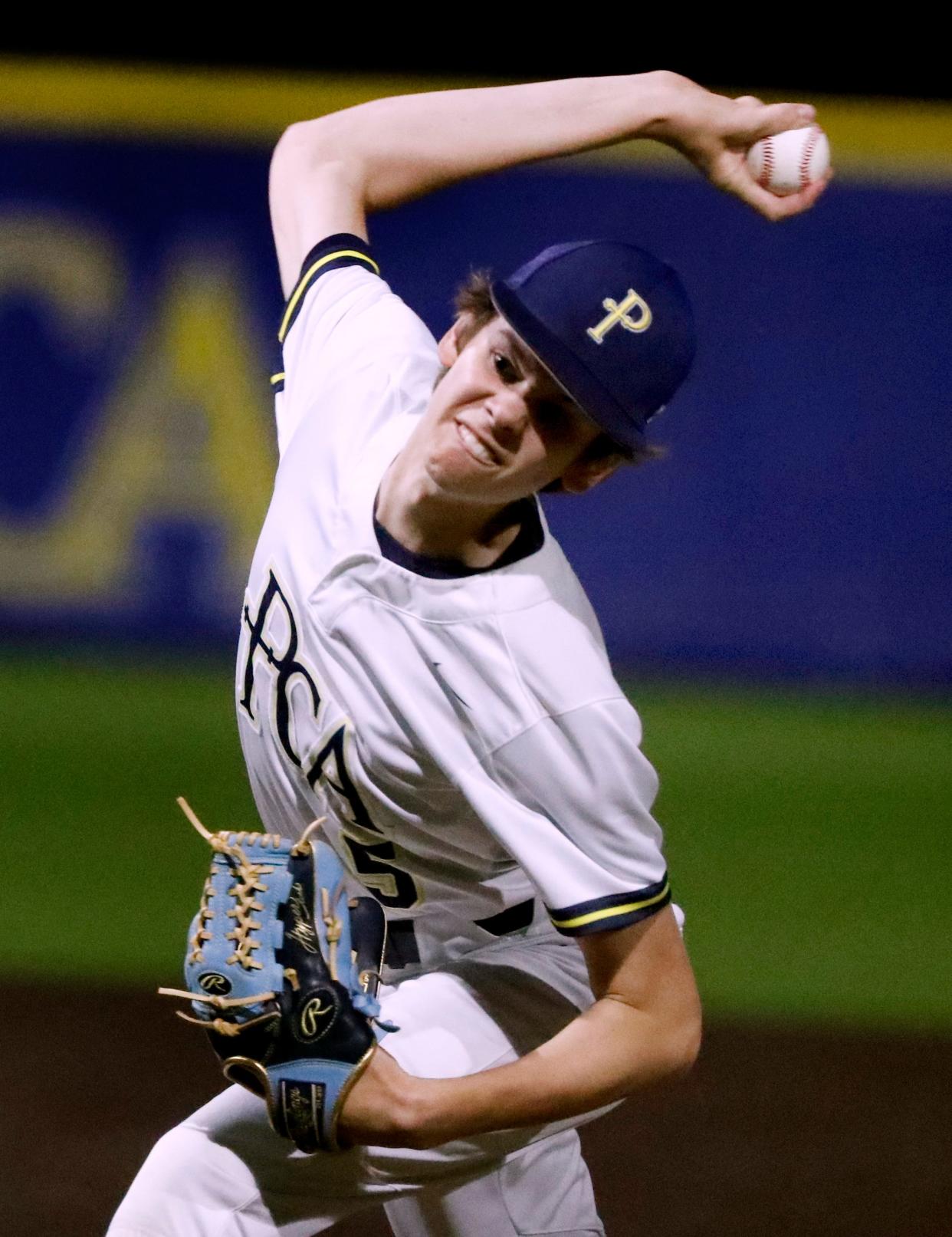 PCA’s pitcher Josiah Allen (5) pitches against FRA during the Division II-A District 3 baseball tournament championship game at PCA on Tuesday, April 30, 2024.
