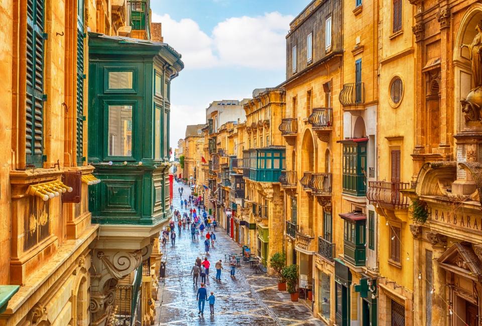 Valletta’s 1km long main street runs from the city gates to Fort St Elmo (Getty Images)