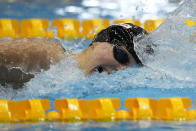 Katie Ledecky of the U.S. competes during the women's 800m freestyle final at the World Swimming Championships in Fukuoka, Japan, Saturday, July 29, 2023. (AP Photo/Lee Jin-man)