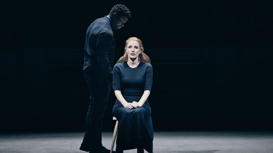 <div class="inline-image__caption"><p>Okieriete Onaodowan, left, and Jessica Chastain in 'A Doll’s House.'</p></div> <div class="inline-image__credit">Emilio Madrid</div>