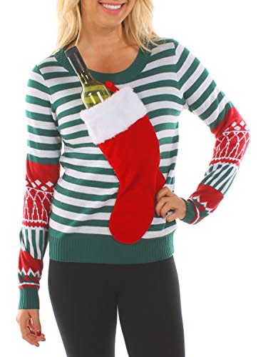 Wine Holder Stocking Ugly Christmas Sweater