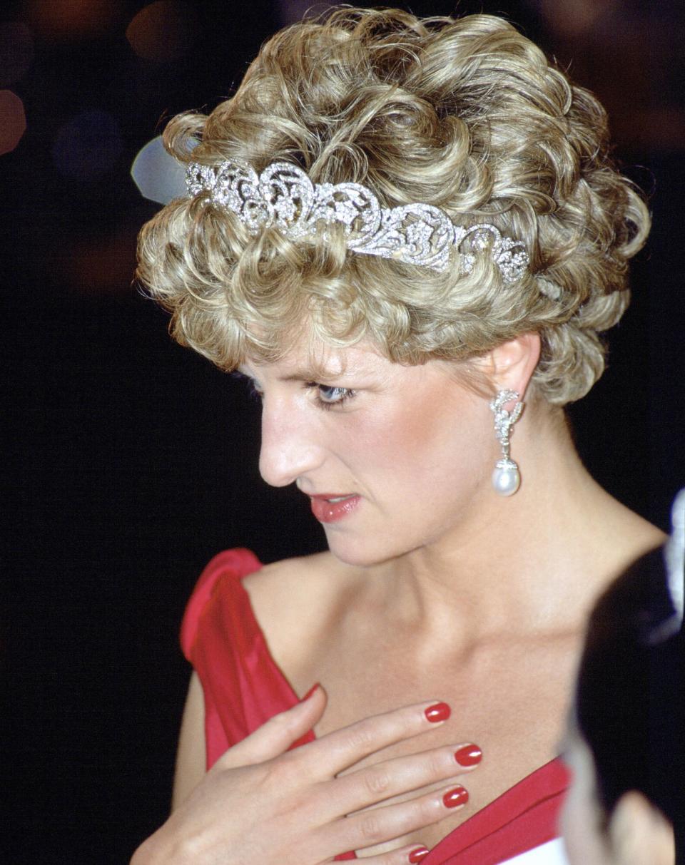 Princess Diana Attending The English National Ballet Gala Performance In Budapest.