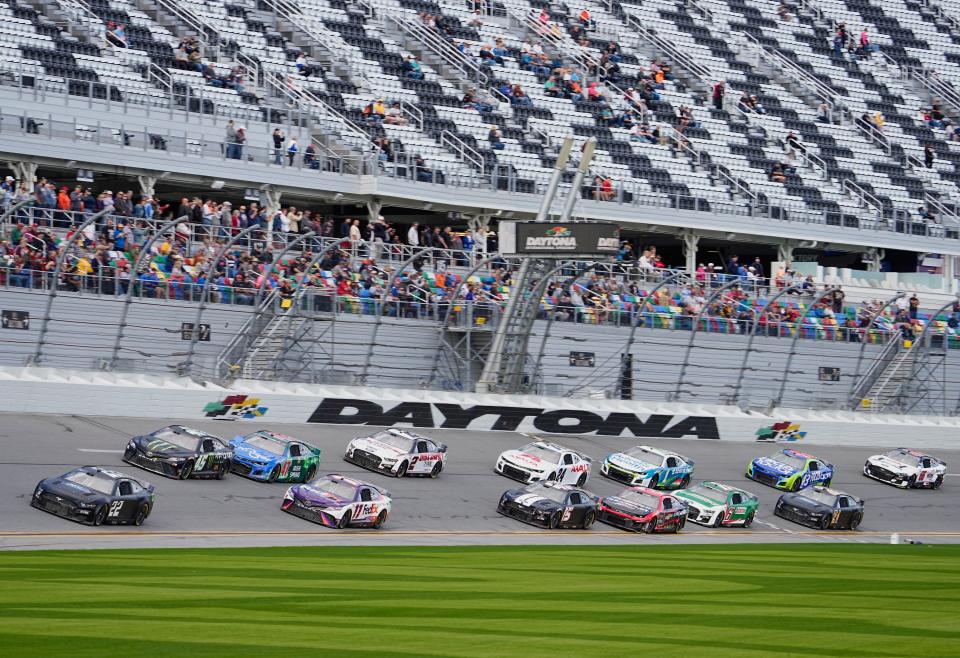 Next Gen cars test out pack-racing Tuesday at Daytona International Speedway.