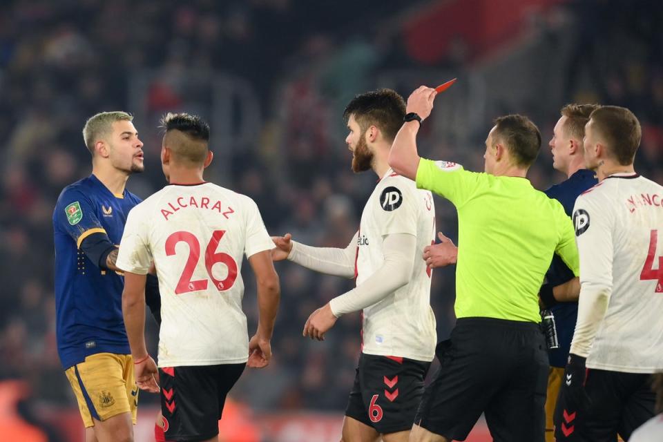 Caleta-Car was sent off late on for two bookable offence (Getty Images)