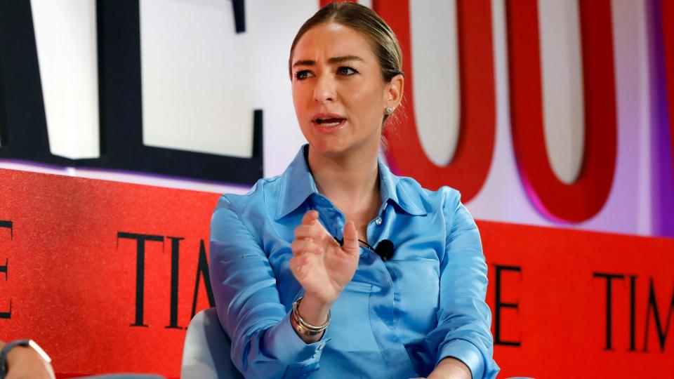 Mandatory Credit: Photo by Richard Drew/AP/Shutterstock (10216915a)Founder and CEO of Bumble, Whitney Wolfe Herd, speaks during the TIME 100 Summit, in New YorkTIME 100 Herd, New York, USA - 23 Apr 2019.