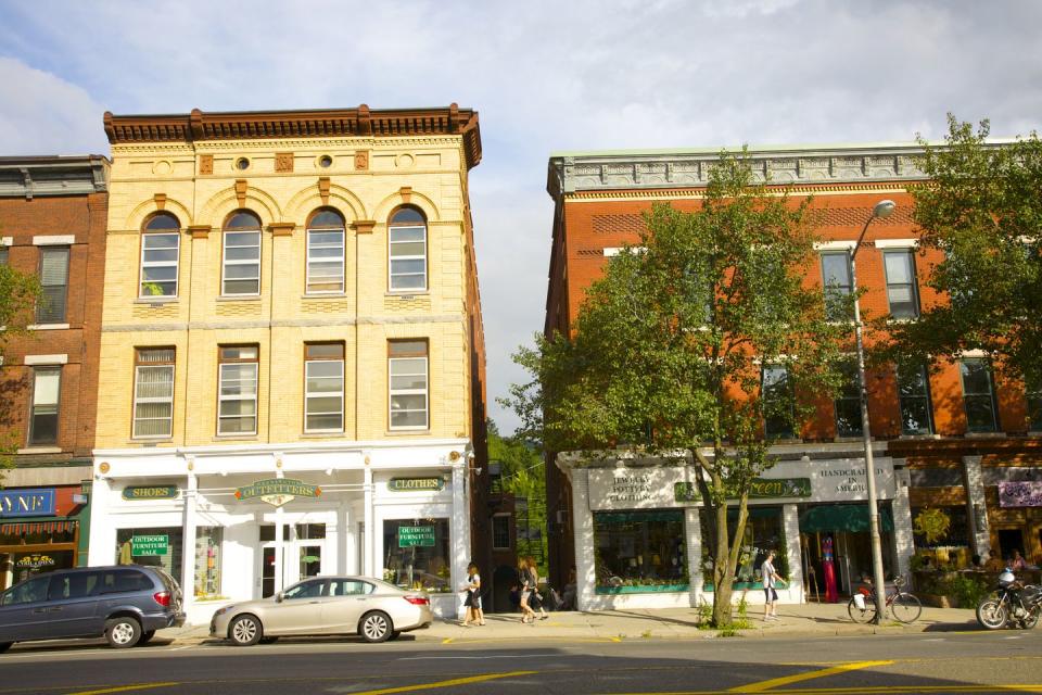 alley between two historic main street buildings