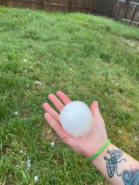 Hail that fell in Lake Victor, Texas, on April 9, 2024. (Courtesy: Haley Hornsby)