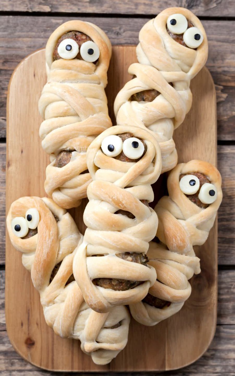 24) Sausage Meatball Mummies