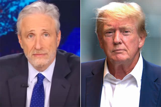 <p>Comedy Central; James Devaney/GC Images</p> Jon Stewart and Donald Trump