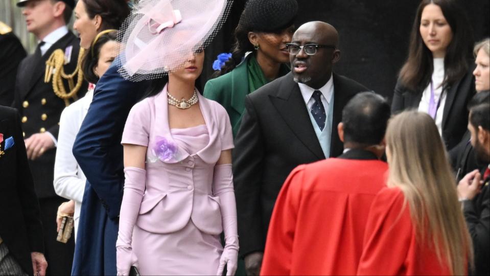 Katy Perry and Edward Enninful attending the coronation of King Charles III (Jeff Spicer/Getty Images)