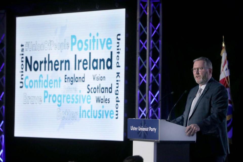 UUP Party leader Doug Beattie speaking at the party conference in Belfast (Brian Lawless/PA) (PA Wire)