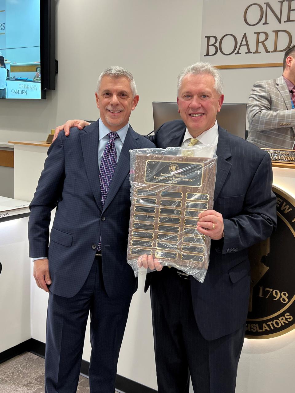 From left, Oneida County Executive Antony Picente and Oneida County Comptroller Joseph Timpano at the Wednesday, Dec. 20 Oneida County Board of Legislators meeting.