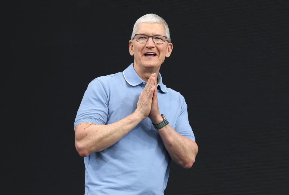 Apple CEO Tim Cook presents at WWDC 2023