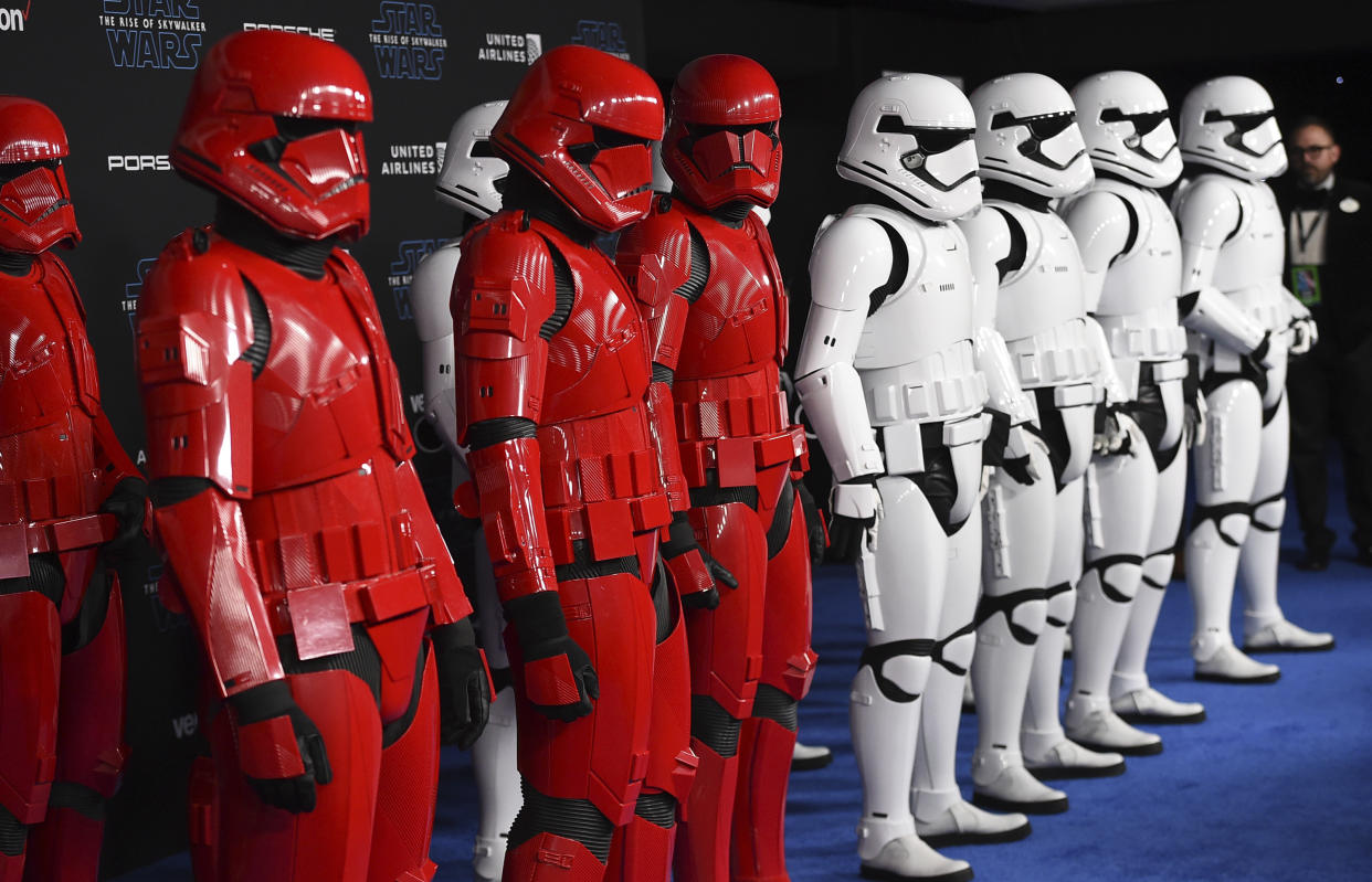 Stormtrooper characters appear on the red carpet at world premiere of 