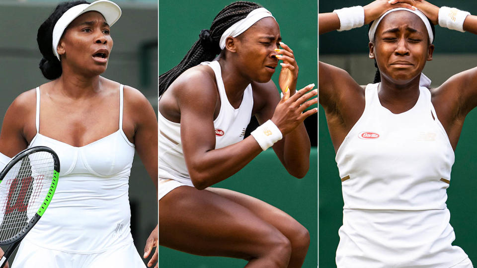 Cori Gauff was in shock after defeating Venus Williams at Wimbledon. Image: Getty