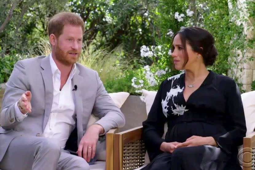 Prince Harry and his wife Meghan, on Oprah  (CBS Oprah )