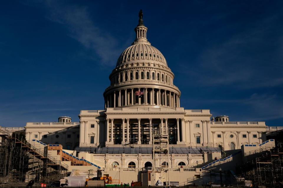 Workers prepare US Captiol for inauguration day (Getty Images)