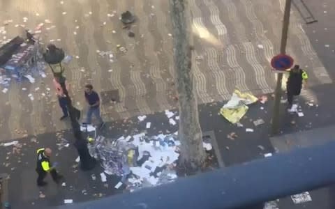  Screengrab taken with permission from video posted on twitter by @pawilerma of the scene in Las Ramblas