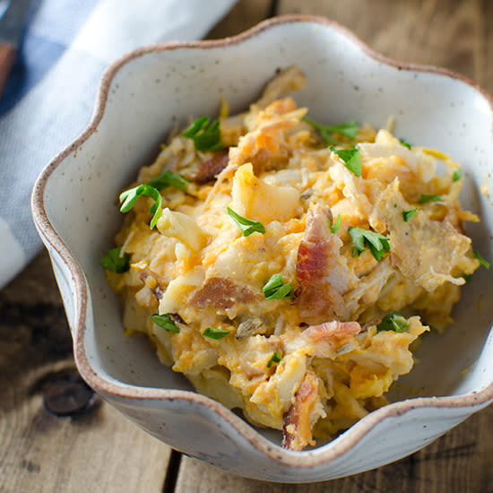 Sweet Potato-Chicken-and-Noodle Casserole with Bacon This hearty casserole is the perfect balance of sweet and salty. Try the Sweet Potato-Chicken-and-Noodle Casserole with Bacon recipe.