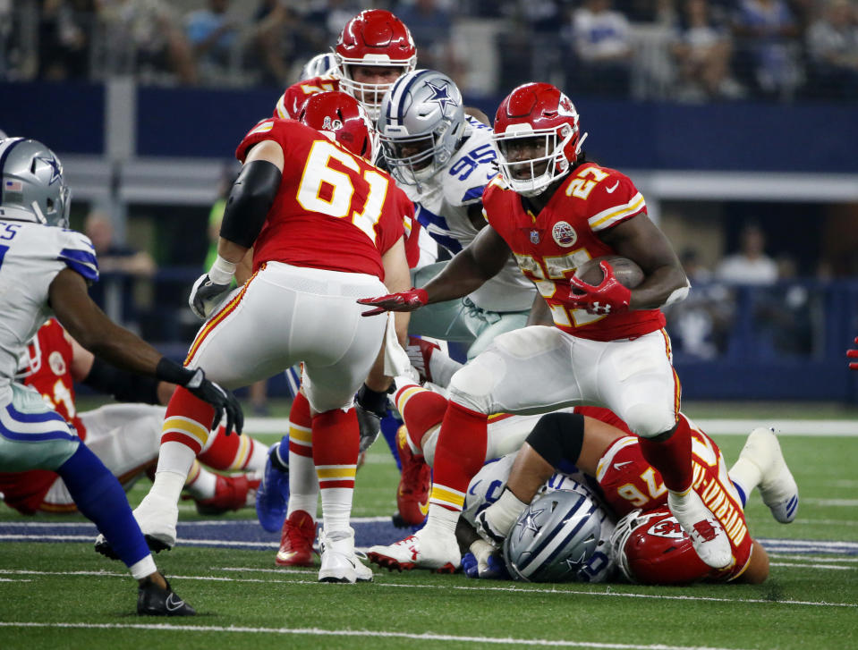 Kansas City Chiefs running back Kareem Hunt hasn't scored since Week 3. (AP)