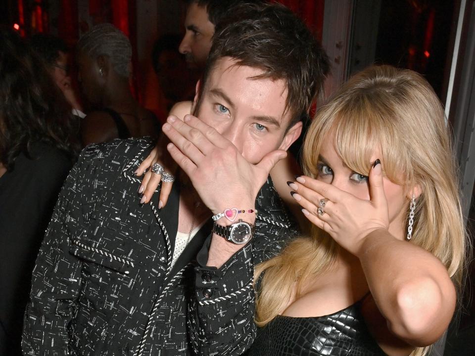 Barry Keoghan and Sabrina Carpenter attend the 2024 Vanity Fair Oscar Party in March 2024.