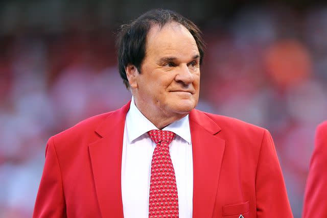 <p>Elsa/Getty</p> Pete Rose at the Great American Ball Park on July 14, 2015 in Cincinnati, Ohio.