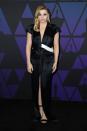 Chloe Grace Moretz stepped out in a black Louis Vuitton asymmetric creation with a super-high slit. Hollywood, November 18, 2018