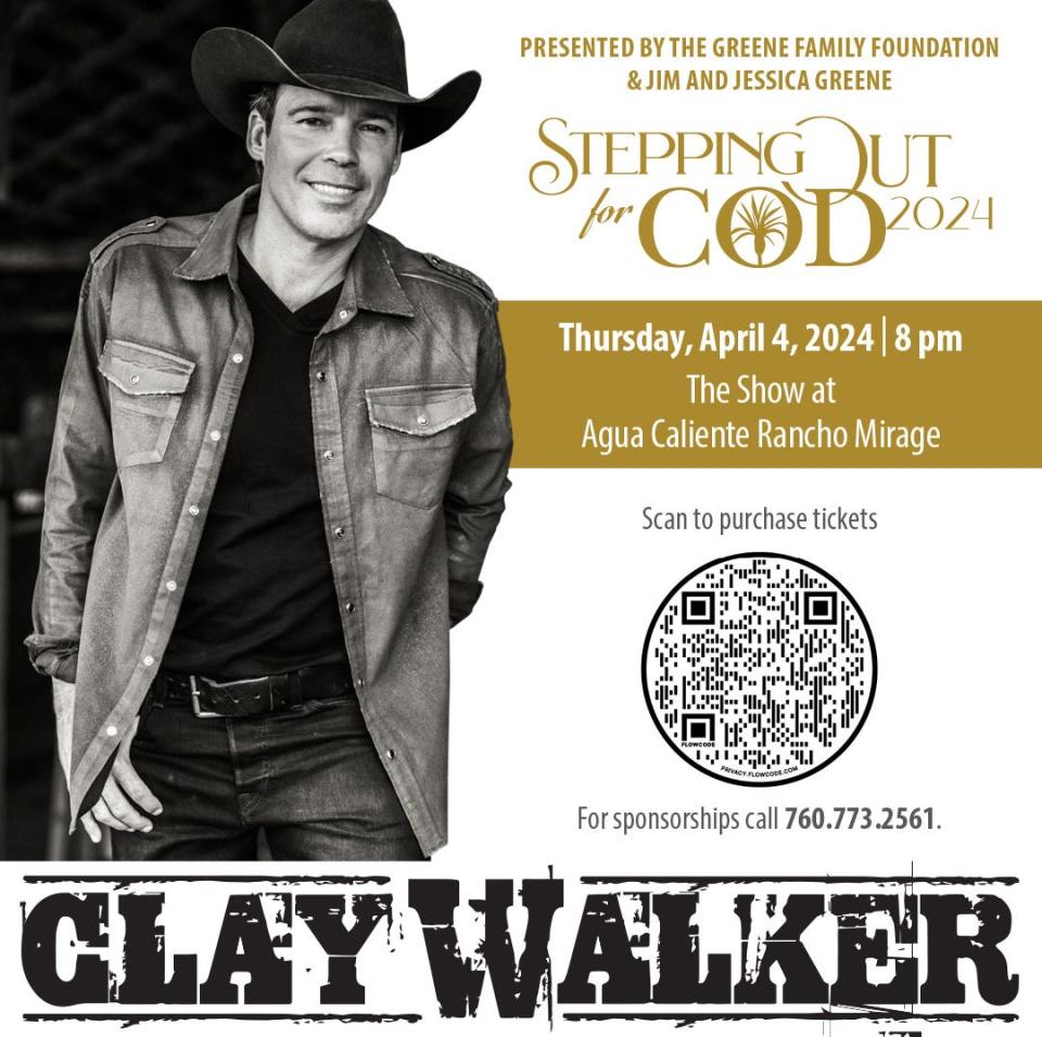 Stepping Out for COD 2024 takes place Thursday, April 4, 2024 and features headliner Clay Walker.