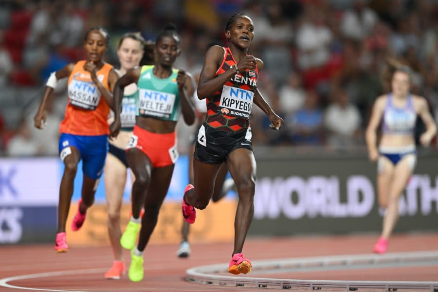 Faith Kipyegon of Team Kenya competes in the Women’s 1500m Final during day four of the World Athletics Championships Budapest 2023 at National Athletics Centre on August 22, 2023 in Budapest, Hungary. (Photo by Shaun Botterill/Getty Images)