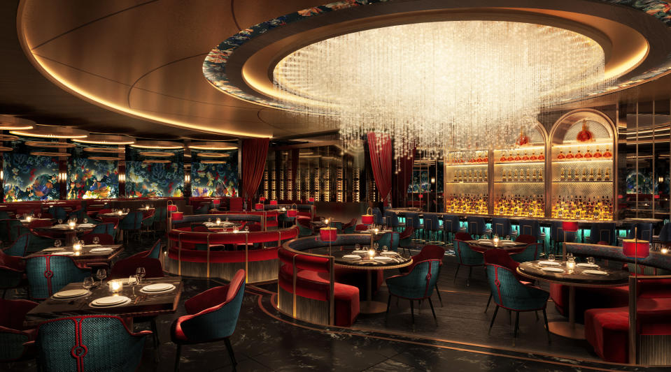 Papi Steak, known for its $1,000 ‘Beef Case’ and Louis XIII presentations, is another restaurant David Grutman is bringing from Miami to Las Vegas. <em>Rendering courtesy of Rockwell Group.</em>