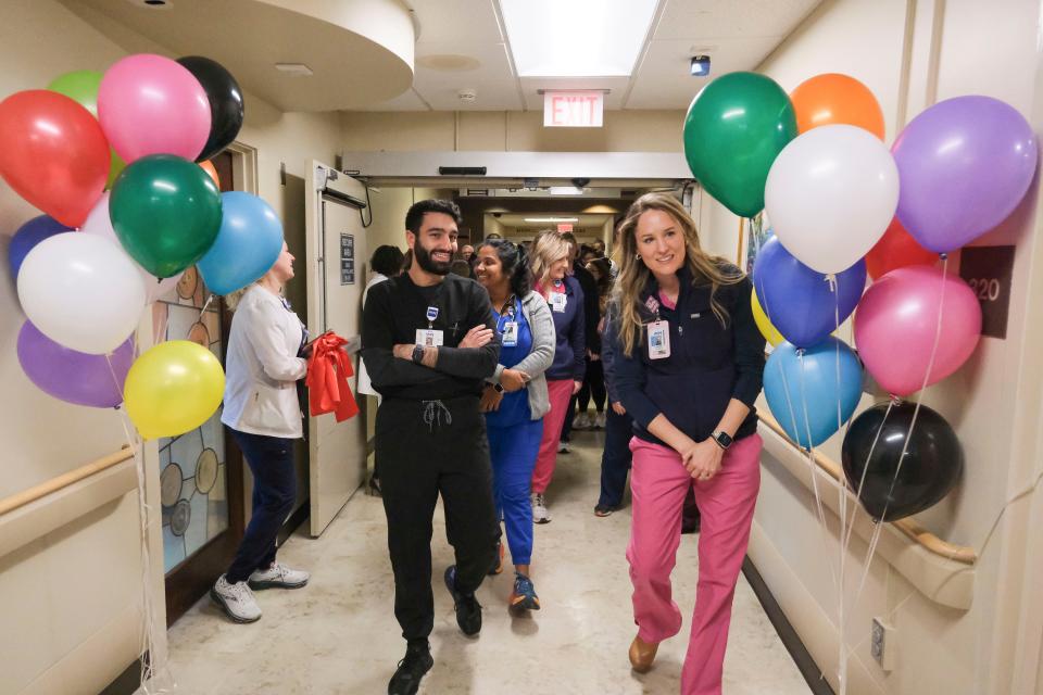 Jan 17, 2024; Tuscaloosa, Alabama, USA; DCH Regional Medical Center has completed a renovation of the third floor pediatric care unit. Hospital staff members tour the new unit.