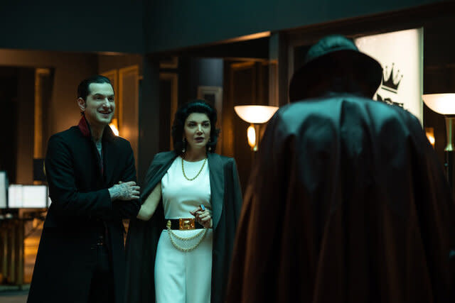 Benjamin Schwartz, Shohreh Aghdashloo and Nicolas Cage in Renfield (2023)