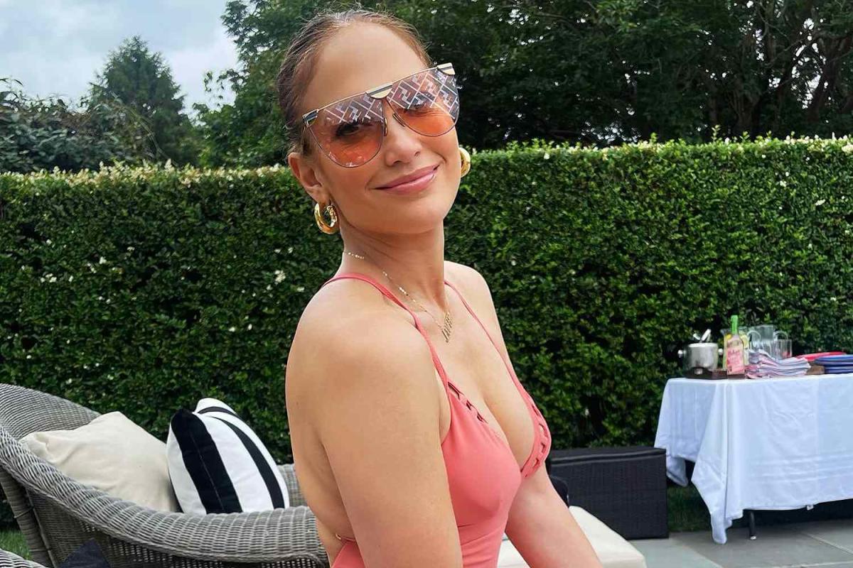 Jennifer Lopez Celebrates Fourth of July in Peach Swimsuit and