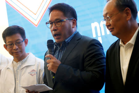 Uttama Savanayana, Palang Pracharat Party leader, holds a news conference during the general election in Bangkok, Thailand, March 25, 2019. REUTERS/Soe Zeya Tun