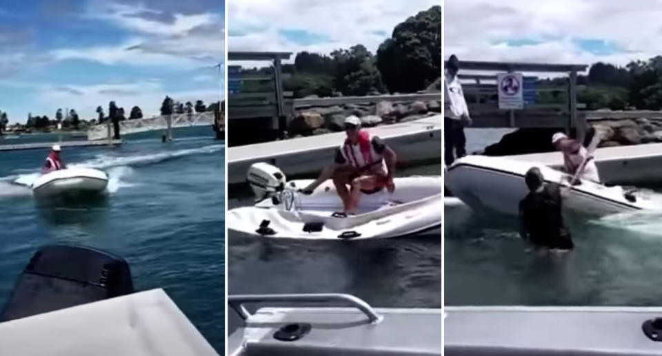 shots from the video posted on YouTube of the boat rage