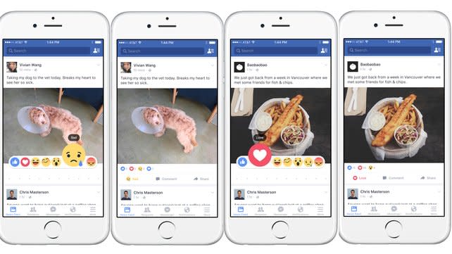 Facebook「新 Like」按鈕正式推出！其中一個表情被刪除